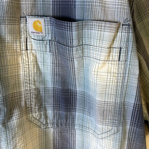 Carhartt Men's Relaxed Fit Shirt Size 2XL Plaid Short Sleeve Button Up 104174BLS - Picture 3 of 7